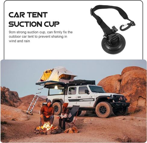 HANABASS Heavy Duty Suction Cup Hook for Tent Camping with 9cm Strong Abs and Nylon Material, Easy to Carry and Reusable Anchor for Car Camping and Hanging Stuff at Home in Kuwait