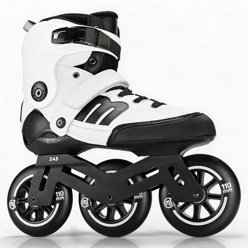 Adult Inline Skate - Micro Delte High Performance Roller Skates Blades for Men and Women, Indoor Outdoor and Fitness White Black in Kuwait