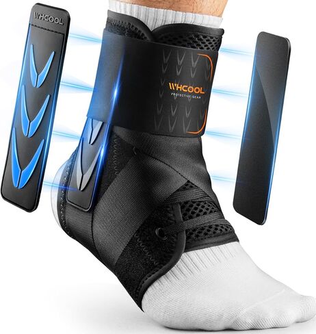 Slim-Fit Ankle Brace for Sprained Ankle, Quick Lace Up Ankle Support for Women Men with 2 Auto-Shaped Pads, Air Fabric Cool Ankle Stabilizer for Injury Recover, Running,Sports, M(12"-13") in Kuwait