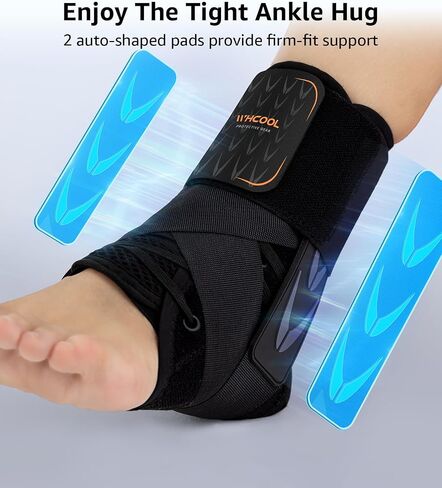 Slim-Fit Ankle Brace for Sprained Ankle, Quick Lace Up Ankle Support for Women Men with 2 Auto-Shaped Pads, Air Fabric Cool Ankle Stabilizer for Injury Recover, Running,Sports, M(12"-13") in Kuwait