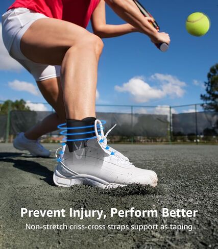 Slim-Fit Ankle Brace for Sprained Ankle, Quick Lace Up Ankle Support for Women Men with 2 Auto-Shaped Pads, Air Fabric Cool Ankle Stabilizer for Injury Recover, Running,Sports, M(12"-13") in Kuwait