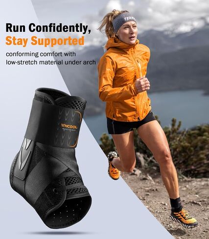 Slim-Fit Ankle Brace for Sprained Ankle, Quick Lace Up Ankle Support for Women Men with 2 Auto-Shaped Pads, Air Fabric Cool Ankle Stabilizer for Injury Recover, Running,Sports, M(12"-13") in Kuwait