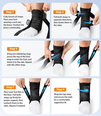 Slim-Fit Ankle Brace for Sprained Ankle, Quick Lace Up Ankle Support for Women Men with 2 Auto-Shaped Pads, Air Fabric Cool Ankle Stabilizer for Injury Recover, Running,Sports, M(12"-13") in Kuwait