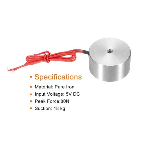 uxcell Round Solenoid Electromagnet DC 5V 180N 40LB/18Kg Electric Magnet Electric Lifting Magnet for Automation Equipment in Kuwait