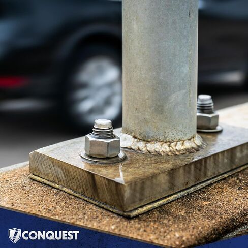Conquest 5/8" x 3-1/2" 304 Stainless Steel Wedge Anchors for Concrete (25-Pack), Heavy Duty 5/8 Anchor Bolts for Outdoor Concrete Fastening, Residential, and Light Commercial Projects in Kuwait
