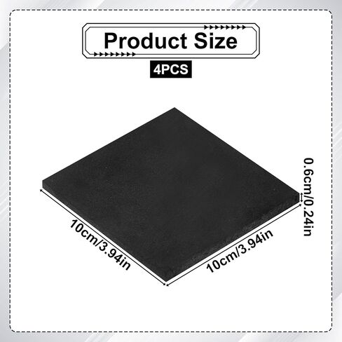 4 Pcs 1/4'' Adhesive Foam Padding Sheets 4x4 Inch Thick Closed Cell Foam Sheet Square Pad Self Stick Neoprene Insulation Foams for Furniture Speakers Cars DIY in Kuwait