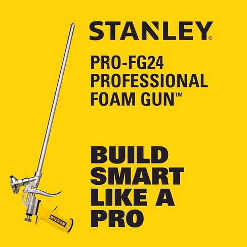 Stanley PRO-FG24 Foam Gun – High Precision Professional Grade 24" Applicator with Teflon Coated Basket, Metal Body & Extension Nozzles | For Expanding Insulation Foam | 1 Pack, 24 In in Kuwait
