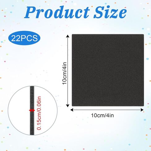 22 Pcs Adhesive Foam Padding, Sticky Foam Pads Black Closed Cell Self Adhesive 1/16" Thick Rubber Sheet 4 Inch X 4 Inch Neoprene Rubber Pad Self Stick Anti-Slip Anti Vibration Pad for Furniture in Kuwait