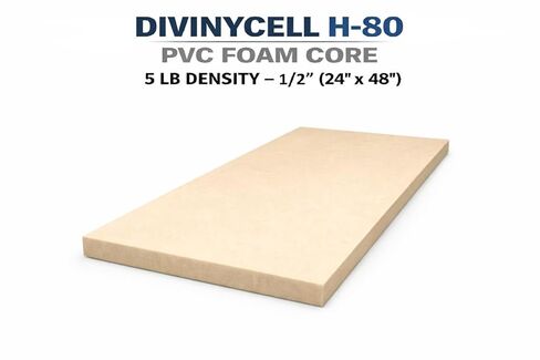Fiberglass Supply Depot Divinycell PVC Foam Core Plain H-80 5lb Density 1/2" (24"x48") in Kuwait