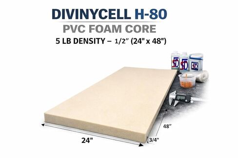 Fiberglass Supply Depot Divinycell PVC Foam Core Plain H-80 5lb Density 1/2" (24"x48") in Kuwait