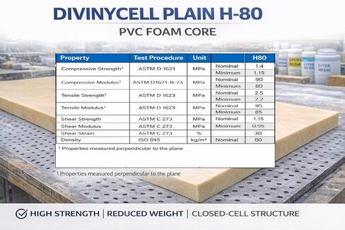 Fiberglass Supply Depot Divinycell PVC Foam Core Plain H-80 5lb Density 1/2" (24"x48") in Kuwait
