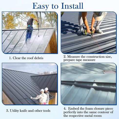 Upgraded Outside 9 in R Panel Metal Roof Foam Closure Strips with Self-Adhesive -10pcs in Kuwait