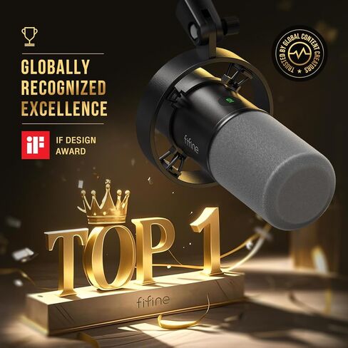 ميكروفون بودكاست FIFINE XLR/USB مع مجموعة خلاط صوت، ميكروفون كمبيوتر لتسجيل الاستوديو مع حزمة خلاط XLR، صوت محيطي 7.1، مراقبة سماعة الرأس، مغير صوت للألعاب (K688+SC8) in Kuwait