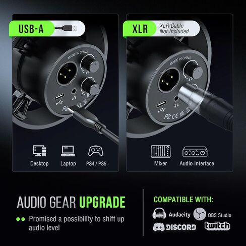 ميكروفون بودكاست FIFINE XLR/USB مع مجموعة خلاط صوت، ميكروفون كمبيوتر لتسجيل الاستوديو مع حزمة خلاط XLR، صوت محيطي 7.1، مراقبة سماعة الرأس، مغير صوت للألعاب (K688+SC8) in Kuwait