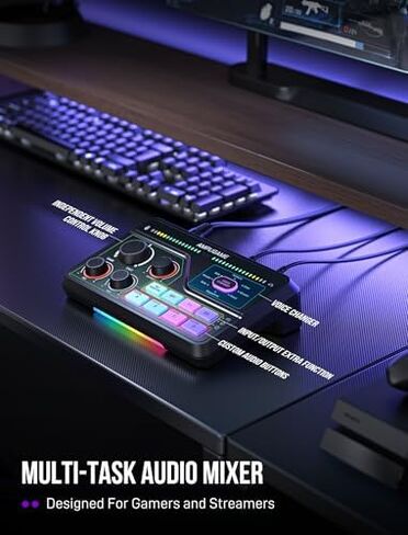 ميكروفون بودكاست FIFINE XLR/USB مع مجموعة خلاط صوت، ميكروفون كمبيوتر لتسجيل الاستوديو مع حزمة خلاط XLR، صوت محيطي 7.1، مراقبة سماعة الرأس، مغير صوت للألعاب (K688+SC8) in Kuwait