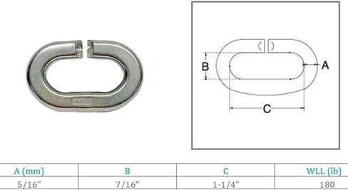 4 Pc Marine Stainless Steel T316 5/16" C Link Connector Link 180 Lb WLL Lift Rig in Kuwait