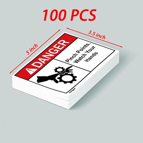 ملصقات خطر نقاط الضغط، علامات أمان OSHA، مادة الفينيل، 3.5 × 5 بوصة، 100 عبوة، ملصقات تحذير صناعية للمستودعات والآلات والمعدات in Kuwait