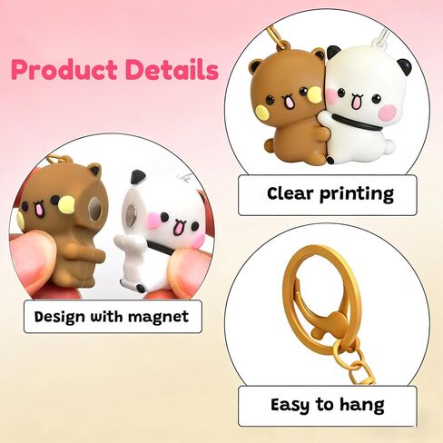 2 Pcs Cute Keychains Magnetic Matching Couples Stuff Key Chains for Women Boyfriend Girlfriend Valentine's Day Gifts in Saudi Arabia