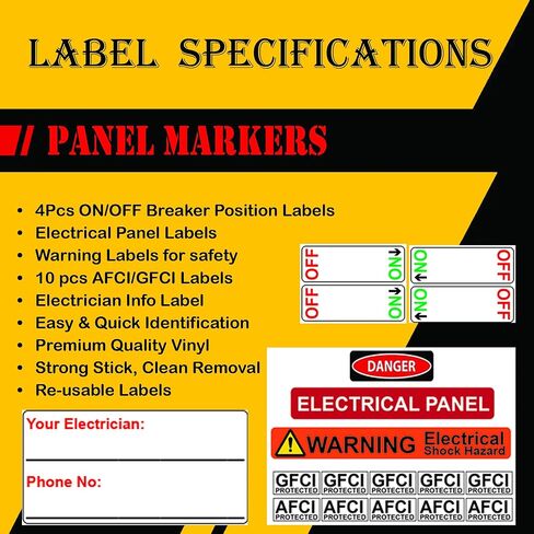 Ultimate 48 Circuits Bidirectional Breaker Directory Label Kit with Colored Icons & Panel Markers for All Electrical Panel Strong Adhesive Durable Vinyl in Kuwait