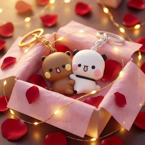 2 Pcs Cute Keychains Magnetic Matching Couples Stuff Key Chains for Women Boyfriend Girlfriend Valentine's Day Gifts in Saudi Arabia