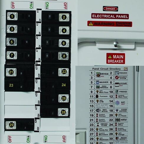 Ultimate 48 Circuits Bidirectional Breaker Directory Label Kit with Colored Icons & Panel Markers for All Electrical Panel Strong Adhesive Durable Vinyl in Kuwait