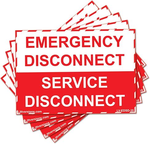 5"x 3.5" NEC Compliant Emergency Disconnect Service Labels Decal Sign Notice Sticker Elerctrical Panel Vinyl Waterproof (5 Pack) in Kuwait