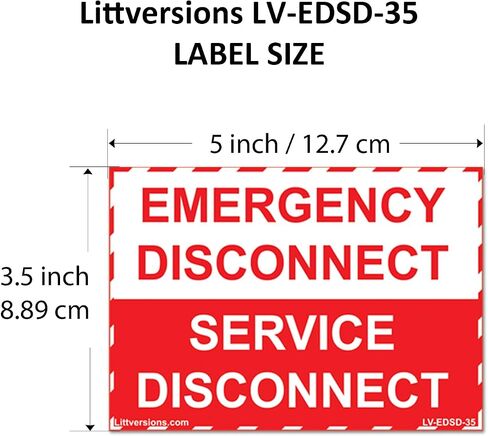 5"x 3.5" NEC Compliant Emergency Disconnect Service Labels Decal Sign Notice Sticker Elerctrical Panel Vinyl Waterproof (5 Pack) in Kuwait
