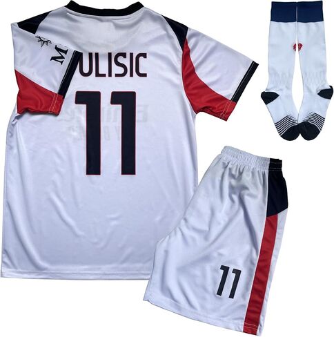 طقم جيرسي لكرة القدم للأطفال من Pulisic #11 Home/Away 25/26 إصدار محدود مع شورت/جوارب مقاسات الشباب in Kuwait