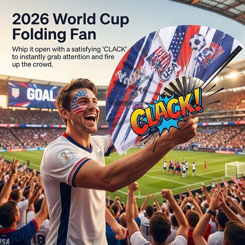 AICase for panini World Cup 2026 fifa World Soccer Cup Folding Fans – Soccer Game Day Essentials for Stadium Chants, Party Favors, Gifts & Accessories, USA Jersey Outfit for Women Men in Kuwait