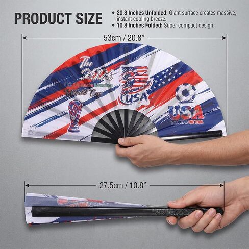 AICase for panini World Cup 2026 fifa World Soccer Cup Folding Fans – Soccer Game Day Essentials for Stadium Chants, Party Favors, Gifts & Accessories, USA Jersey Outfit for Women Men in Kuwait