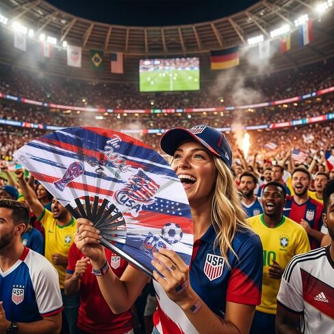 AICase for panini World Cup 2026 fifa World Soccer Cup Folding Fans – Soccer Game Day Essentials for Stadium Chants, Party Favors, Gifts & Accessories, USA Jersey Outfit for Women Men in Kuwait