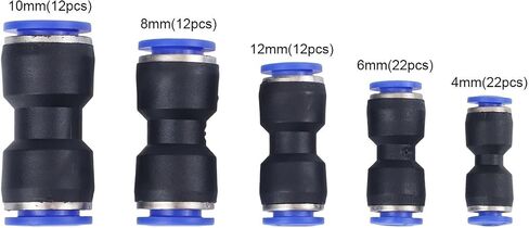 80Pcs Assorted Size Straight Push Quick Connect Fittings, 5/32 To 1/2 Inch Connectors For Polyethylene PU PA PE PVC Nylon Tubing in Kuwait