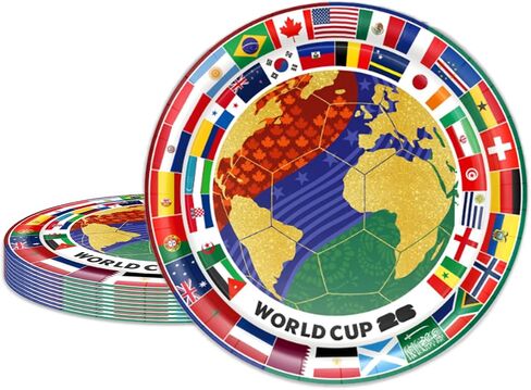World Cup Football Paper Plate Soccer Theme Disposable Paper Plates for Football Sports Party Table Decorations 9 Inch 20 Pcs in Kuwait