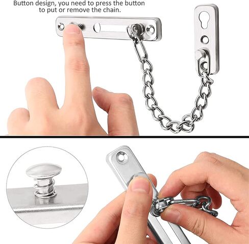 Door Chain Lock, Safe Buckle,Latch Safety Limiter,Silver Metal Household Hotel Bolt Anti-Theft Security in Kuwait