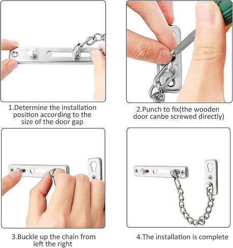Door Chain Lock, Safe Buckle,Latch Safety Limiter,Silver Metal Household Hotel Bolt Anti-Theft Security in Kuwait