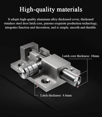 Door Lock,Gate Bolt Stainless,Slide,2 Pack Barrel Latch, Thickened Aluminum Alloy for, Brushed Finish with 6 Screws in Kuwait
