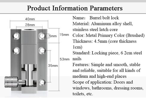 Door Lock,Gate Bolt Stainless,Slide,2 Pack Barrel Latch, Thickened Aluminum Alloy for, Brushed Finish with 6 Screws in Kuwait