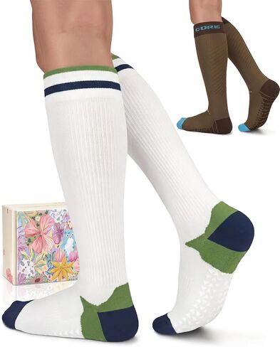 Compression Socks for Women with Grips Non Slip Graduated Support Knee High Socks for Athletic Nurse Pregnancy in Kuwait