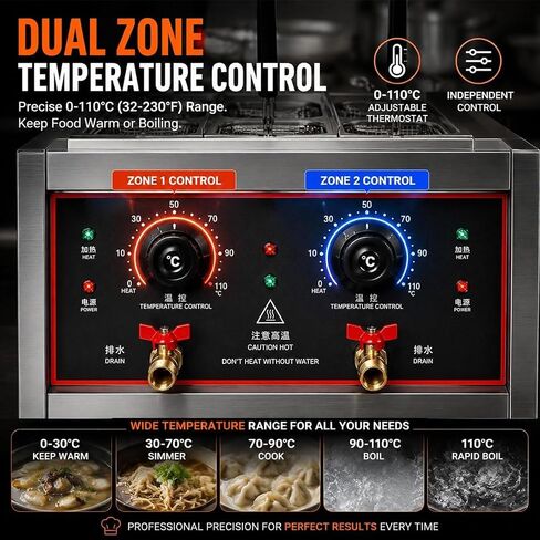 Commercial Pasta Cooker, 4 Baskets Electric Noodle Boiler,Stainless Steel Ramen Machine,Adjustable Temperature 30-110℃ in Kuwait