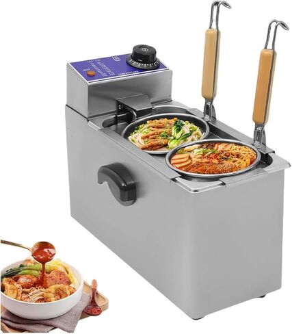 2 Holes Commercial Electric Pasta Cooker,2000W Electric Noodles Cooking Machine with Strainer,Stainless Steel Spaghetti Cooking Machine in Kuwait