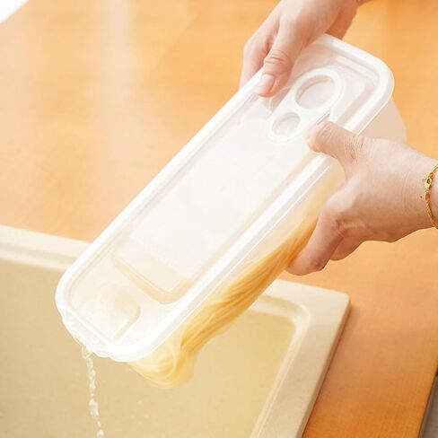 Microwave Pasta Cooker with Lid and Drain Holes for Cooking and Storage, PP Material Noodle Box for Kitchen and Dishwasher Safe Use in Kuwait