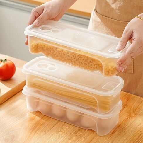 Microwave Pasta Cooker with Lid and Drain Holes for Cooking and Storage, PP Material Noodle Box for Kitchen and Dishwasher Safe Use in Kuwait