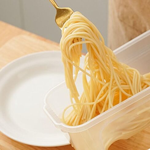 Microwave Pasta Cooker with Lid and Drain Holes for Cooking and Storage, PP Material Noodle Box for Kitchen and Dishwasher Safe Use in Kuwait