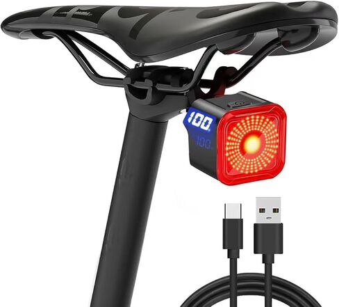 LED Bike Brake Tail Light with USB-C Recharge, Digital Battery Indicator, Automatic Brake Detection, Motion Sensor & Auto Sleep, 6 Lighting Modes, IPX6 Waterproof Rear Warning Light in Kuwait
