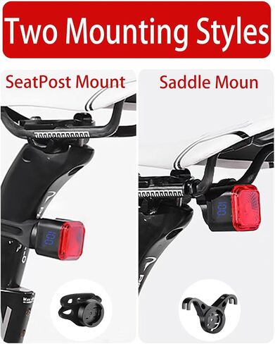 LED Bike Brake Tail Light with USB-C Recharge, Digital Battery Indicator, Automatic Brake Detection, Motion Sensor & Auto Sleep, 6 Lighting Modes, IPX6 Waterproof Rear Warning Light in Kuwait