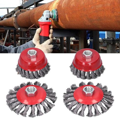 Fafeicy 4Pcs Steel Wire Wheel Drill Bit, Durable Polishing Tool with M14 Thread, Ideal for Rust Removal and Surface Cleaning in Kuwait