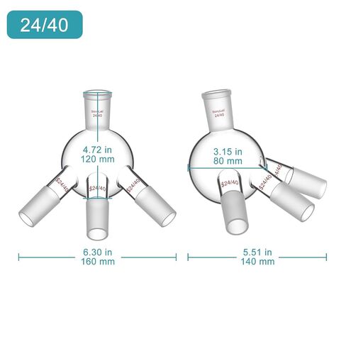 stonylab Cow‑Type Glass Distilling Receiver with 24/40 Joints, Borosilicate Glass Receiving Adapter for Laboratory Short Path Distillation and Precise Fraction Collection in Kuwait