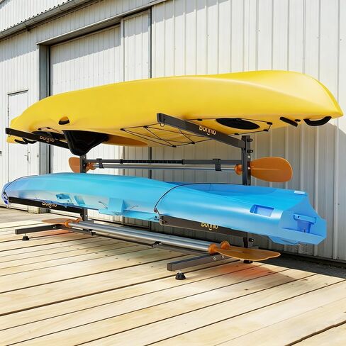 Bonnlo YNK Kayak Storage Rack, Freestanding Kayak Stand for Indoor Outdoor Garage/Backyard/Shed, Heavy Duty Adjustable Kayak cart for Boat Dock, Kayak, Surfboard, Canoe, Surfboard in Kuwait
