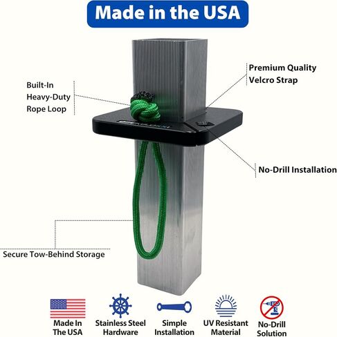 Tow-Behind Dock Storage - Keep Tubes Secure & Organized - No Drill Easy Install - Heavy Duty, UV & Rust Resistant - Made in USA- Fits a 2.5" Square Post in Kuwait