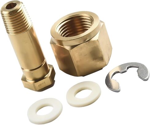 CGA-320 Regulator Inlet Nut And 2 Inch Nipple With Washer, Brass Gas Cylinder Connector For Carbon Dioxide Welding Equipment, 0.830-14 RH Female To 1/4 NPT Male Fitting With Gasket in Kuwait